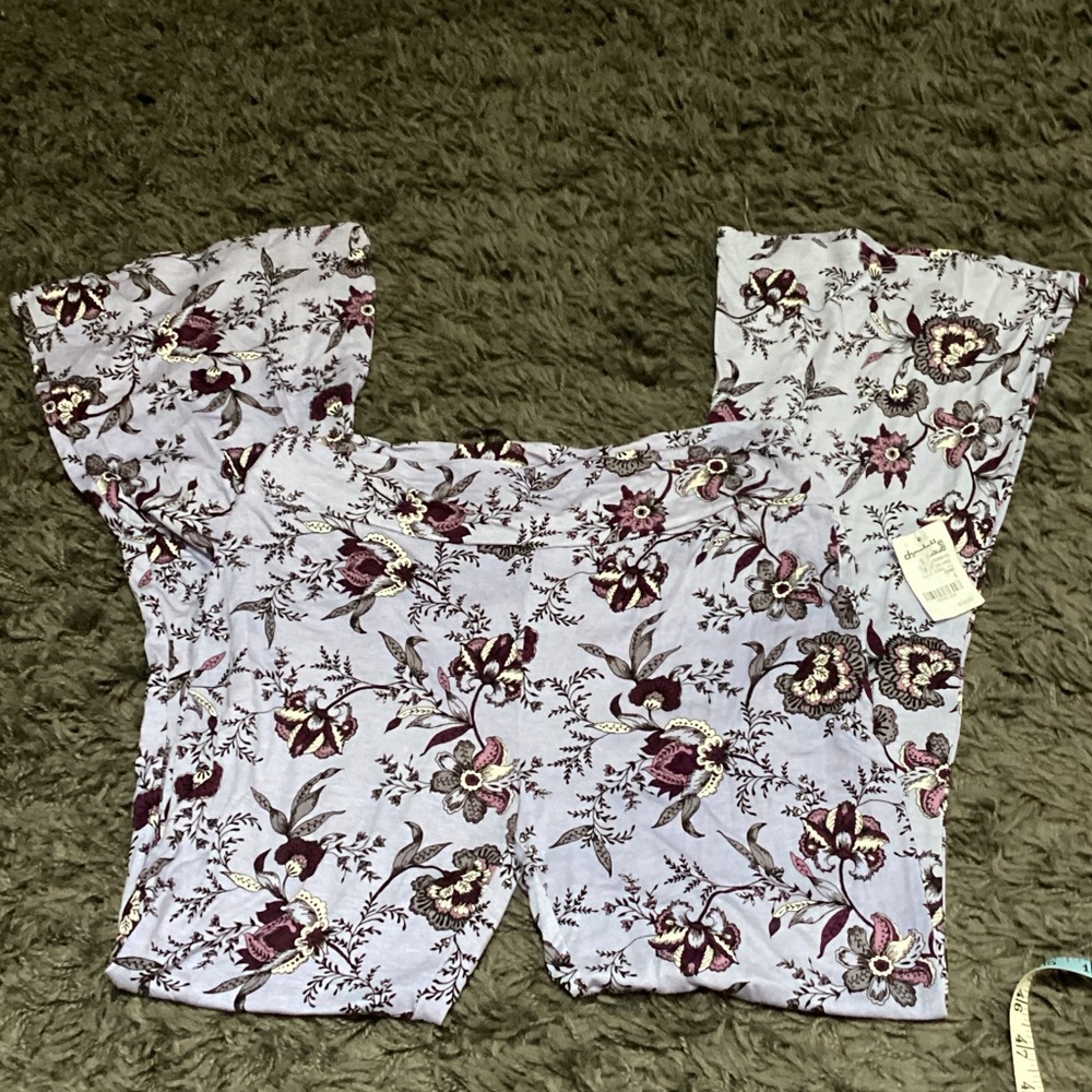 Charlotte Russe Purple Floral bell bottom, pajama pants, lounge pants soft